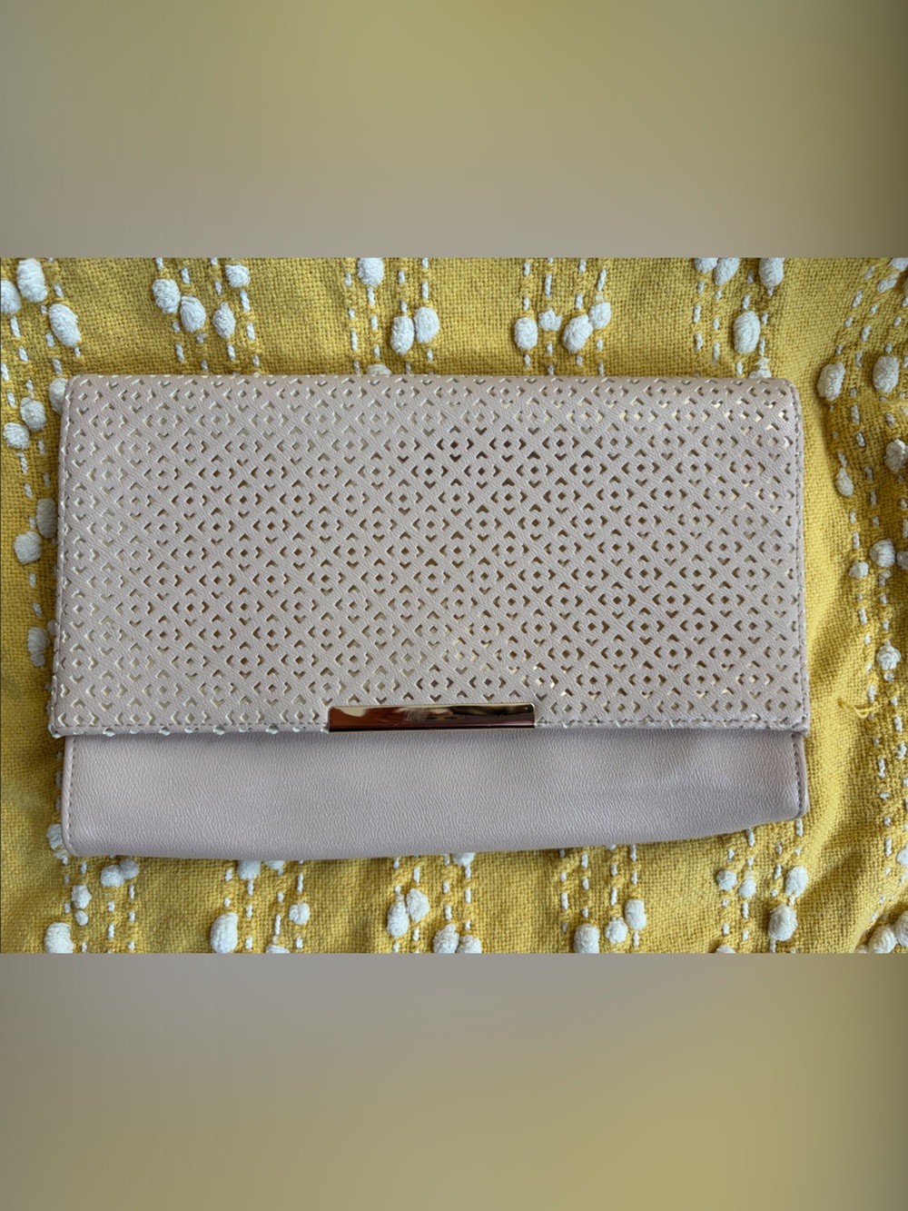 Jessica McClintock Blush Pink Perforated Clutch